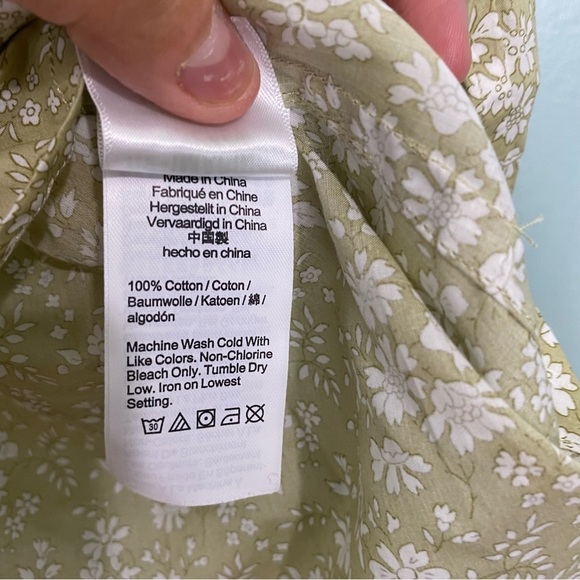J Crew Slim Fit Liberty Capel Floral Organic Cotton Button Down Shirt Green Sz 4 - Picture 4 of 5